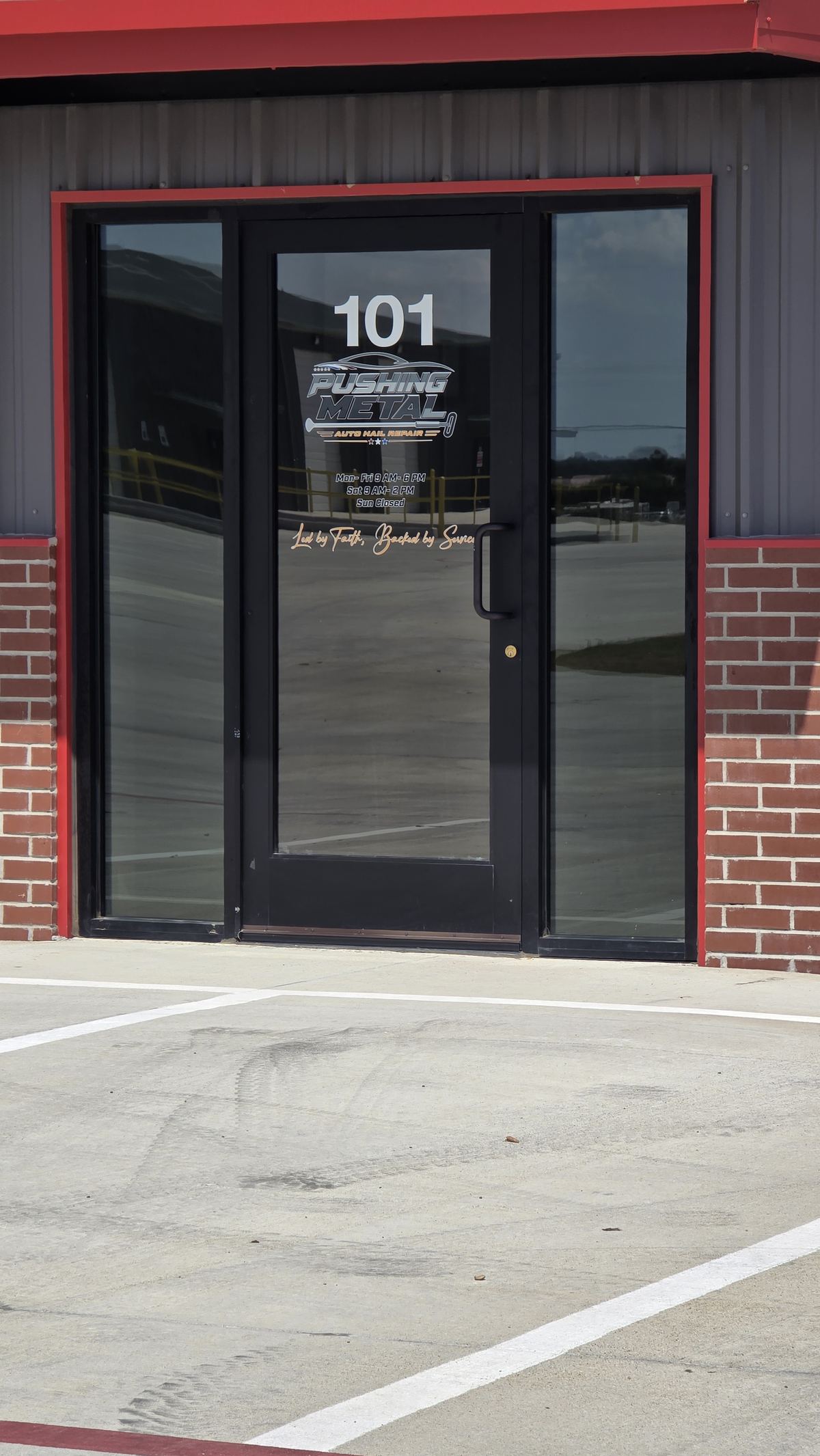 Pushing Metal front entrance
